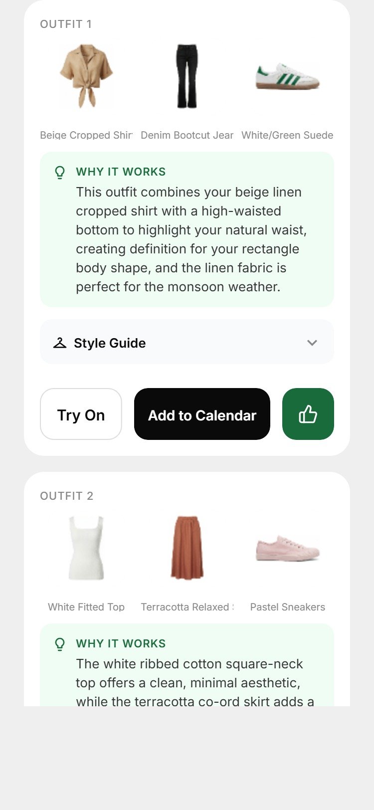Style Me results screen